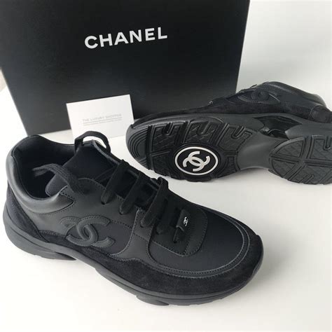 black chanel runner|chanel trainers women black.